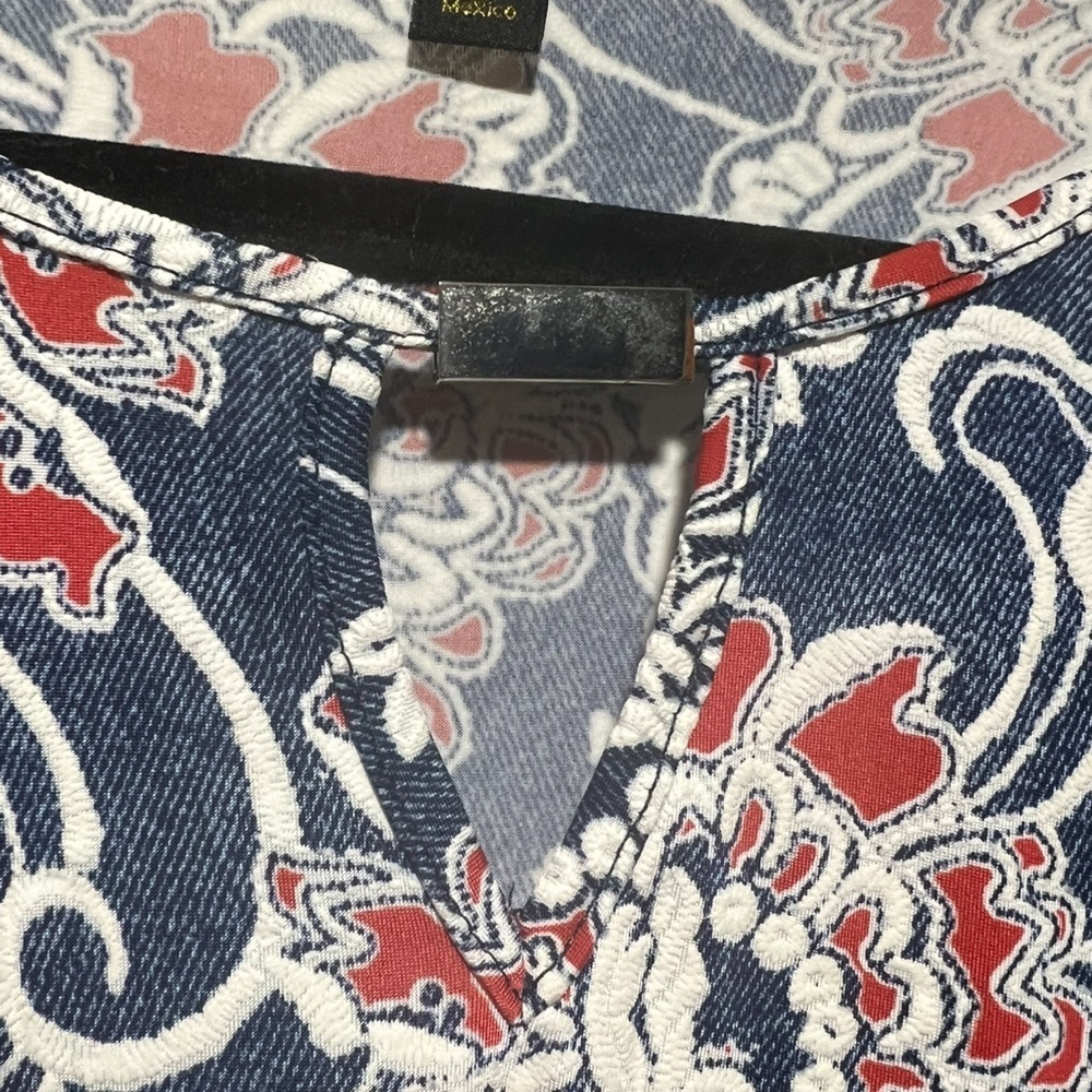Espresso Blue Red Floral Sleeveless A-Line Dress Size S - Picture 5 of 5
